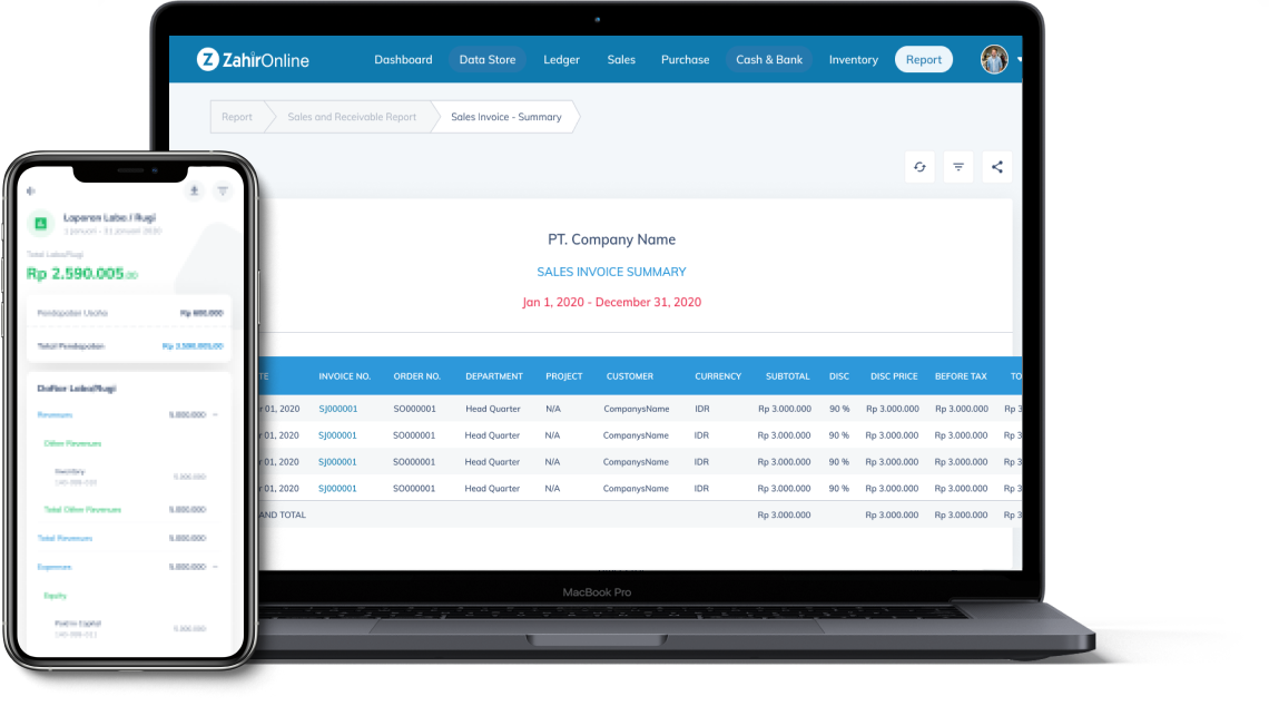 contoh invoice zahir online