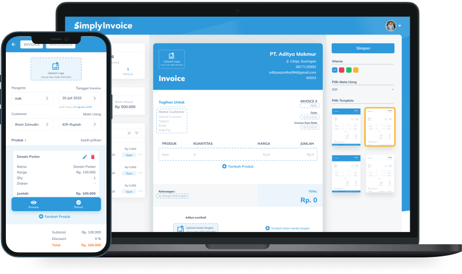fitur zahir simply invoice